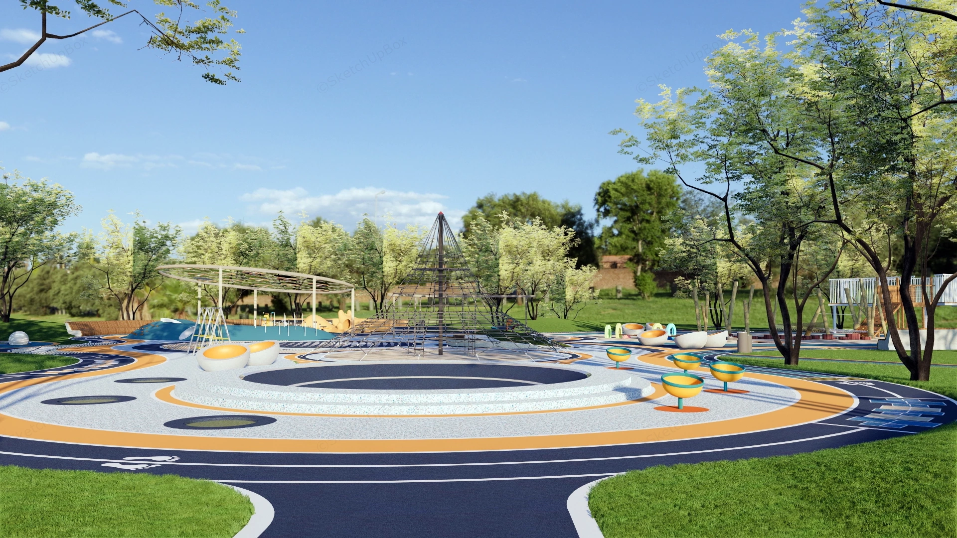 Outdoor Playground Park sketchup model preview - SketchupBox