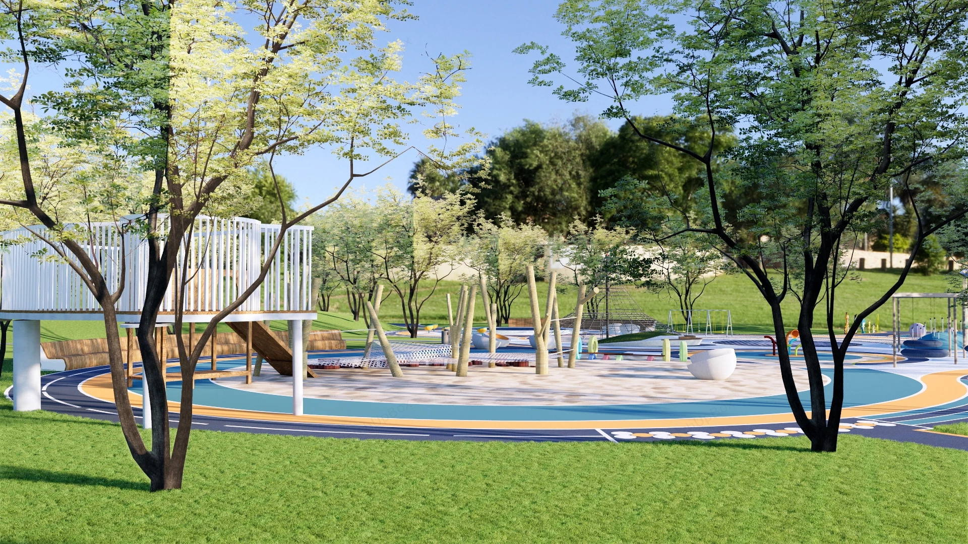 Outdoor Playground Park sketchup model preview - SketchupBox