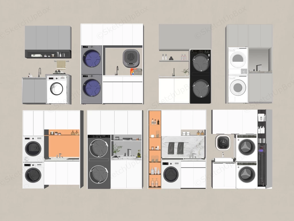 Laundry Room Storage Cabinets sketchup model preview - SketchupBox