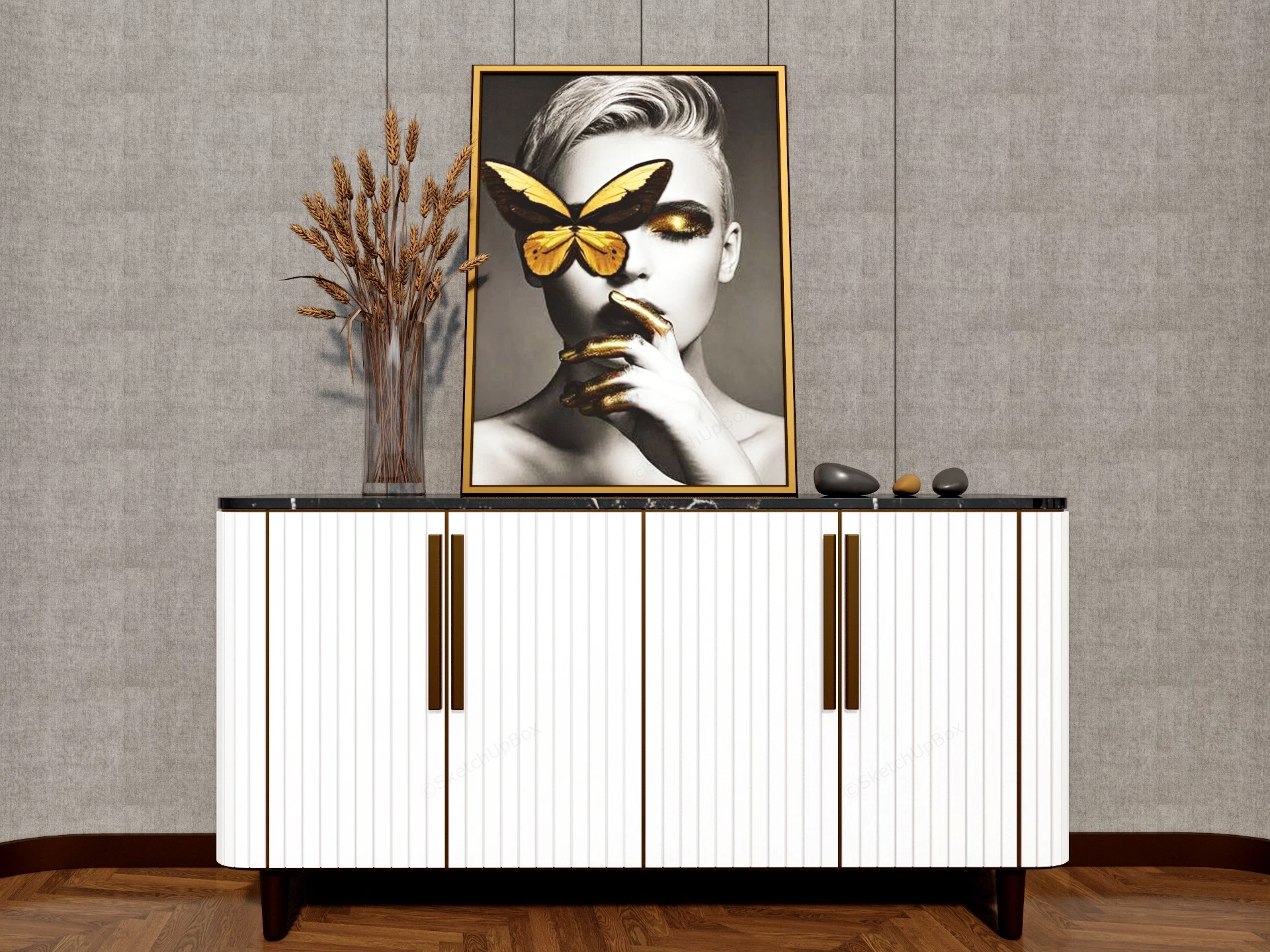 4 Door Accent Sideboard sketchup model preview - SketchupBox