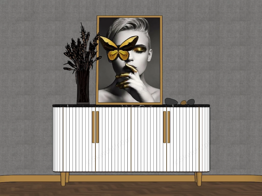 4 Door Accent Sideboard sketchup model preview - SketchupBox