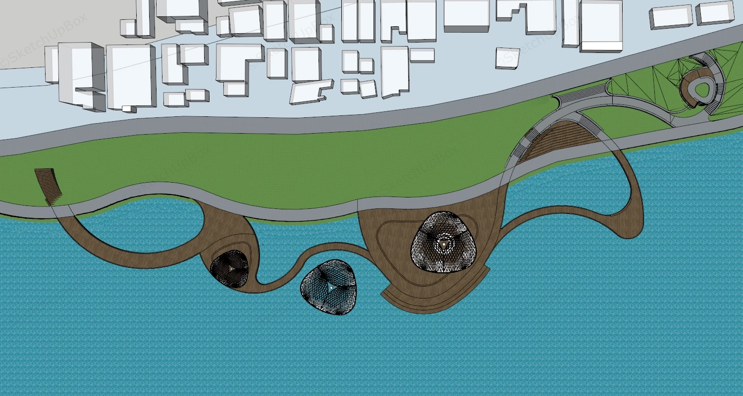 Waterfront Park Landscape Design sketchup model preview - SketchupBox