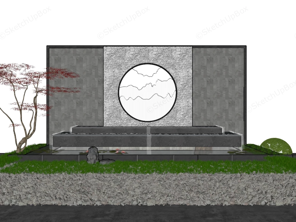 Zen Water Feature Wall sketchup model preview - SketchupBox