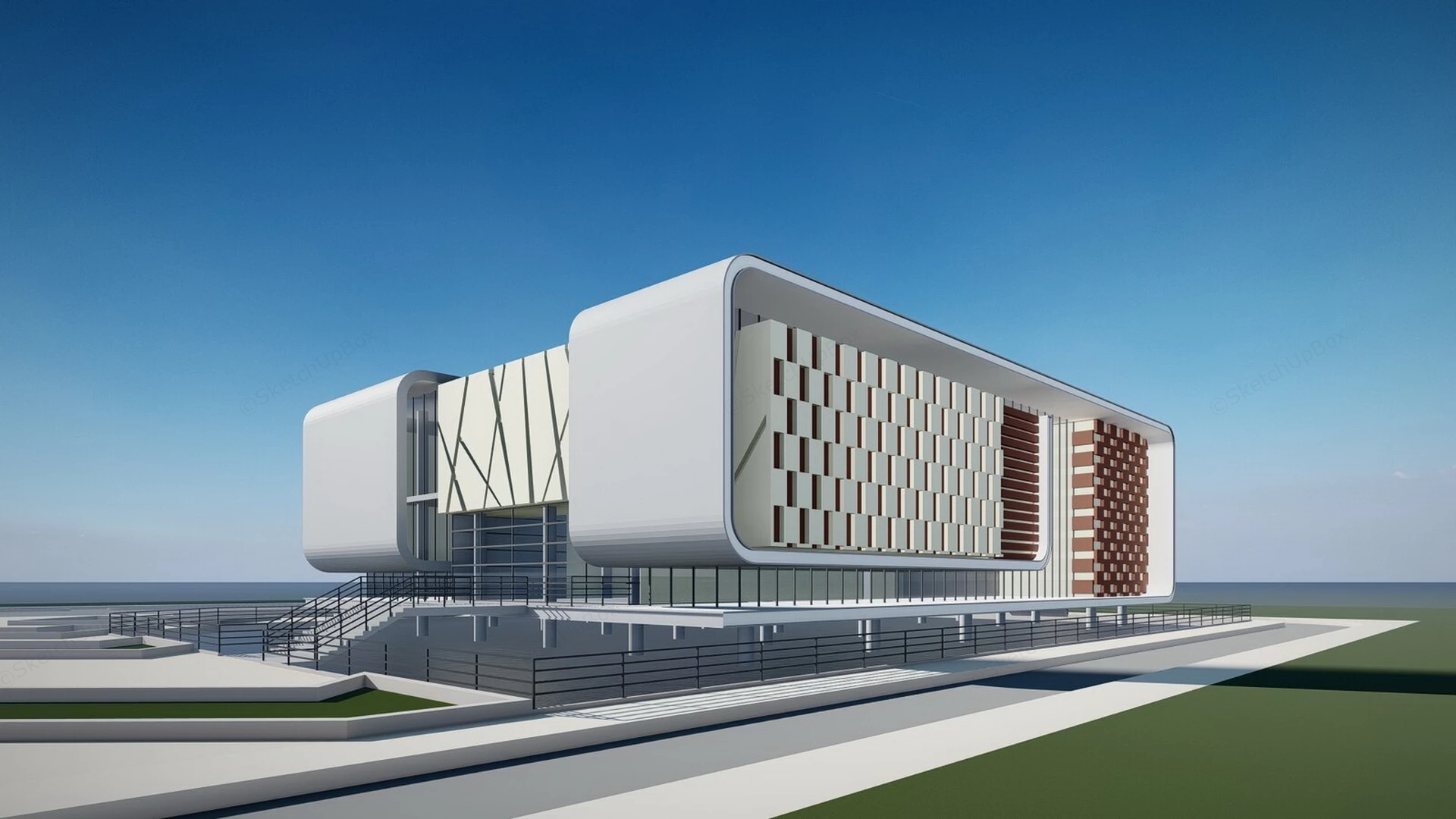 Modern Museum Design sketchup model preview - SketchupBox