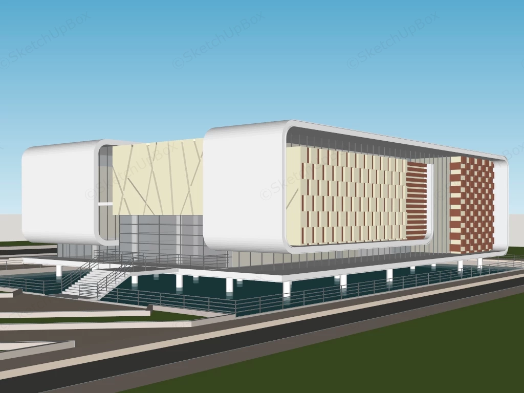 Modern Museum Design sketchup model preview - SketchupBox