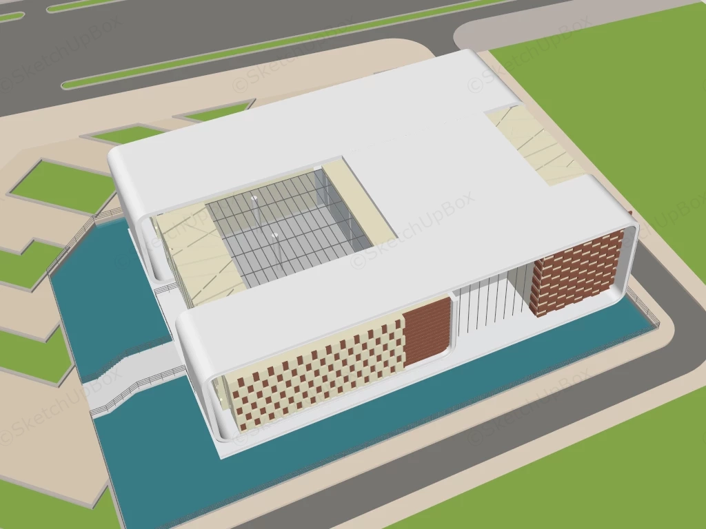 Modern Museum Design sketchup model preview - SketchupBox