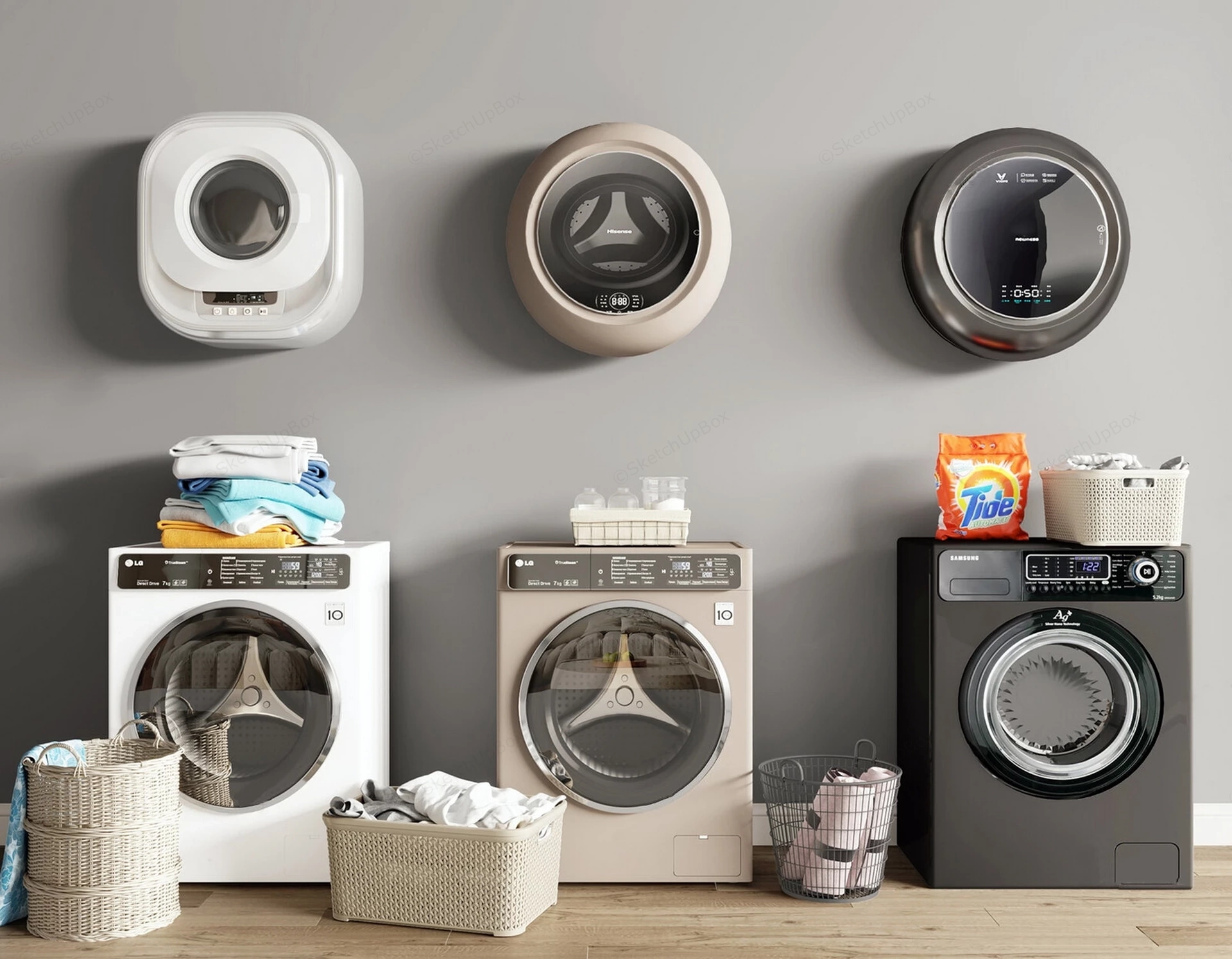 Modern Home Washing Machines sketchup model preview - SketchupBox
