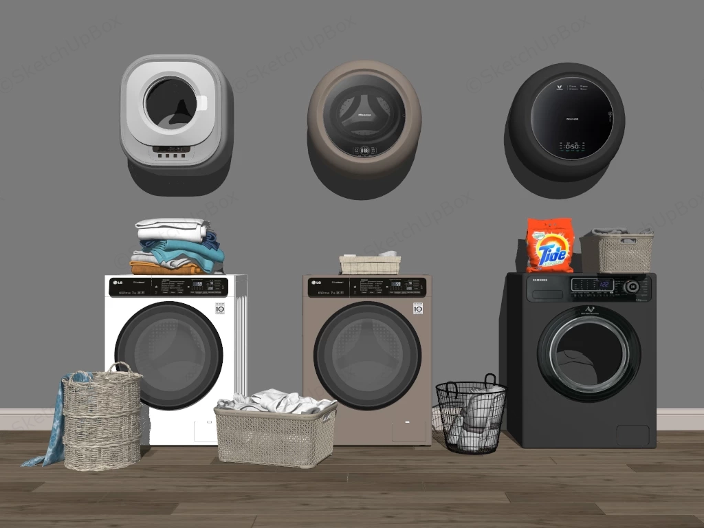 Modern Home Washing Machines sketchup model preview - SketchupBox