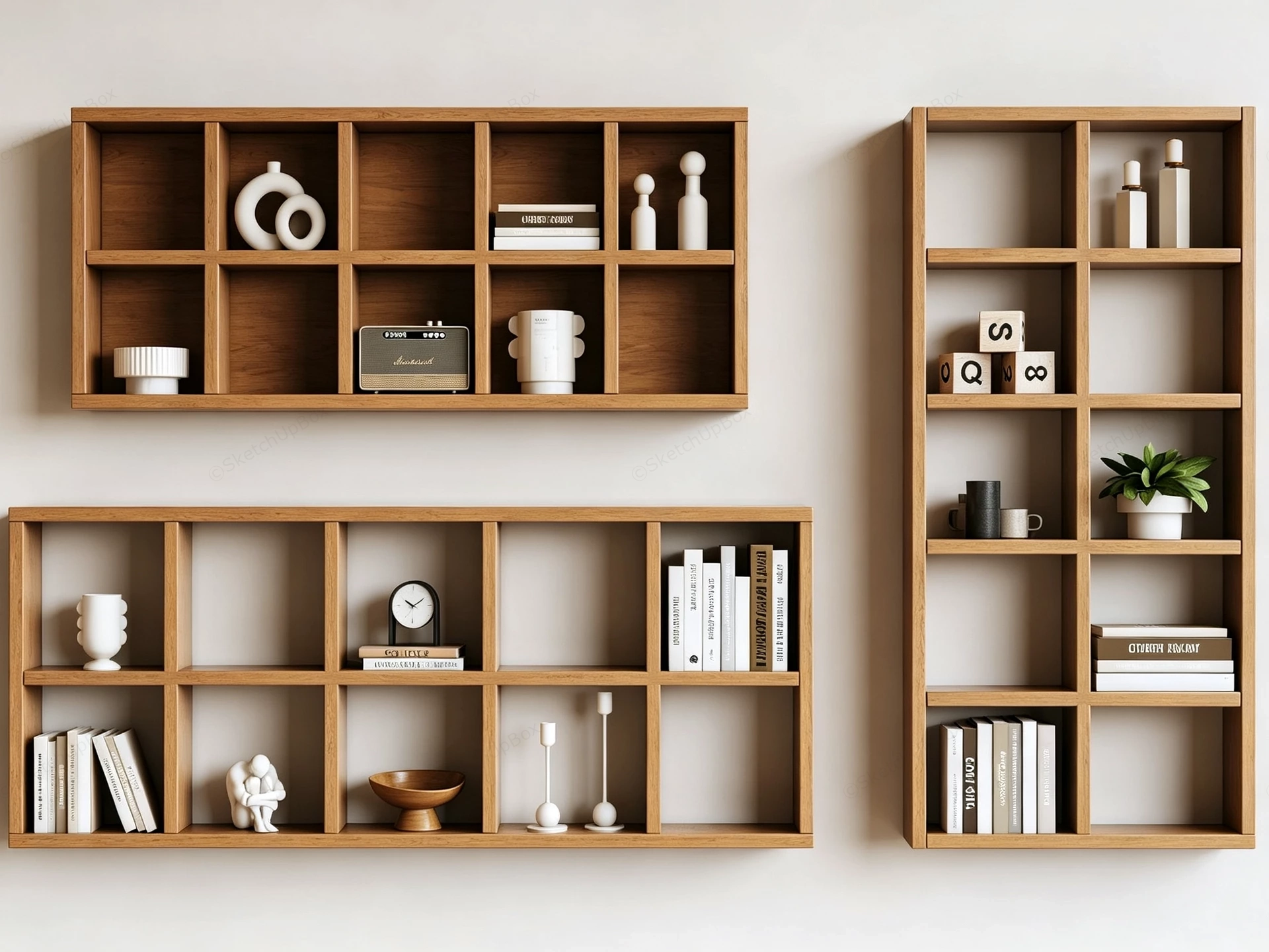 Modern Wall Mounted Bookcase sketchup model preview - SketchupBox