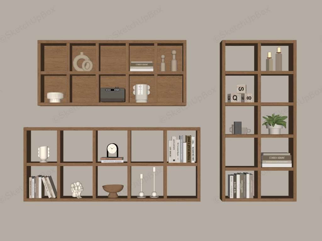 Modern Wall Mounted Bookcase sketchup model preview - SketchupBox