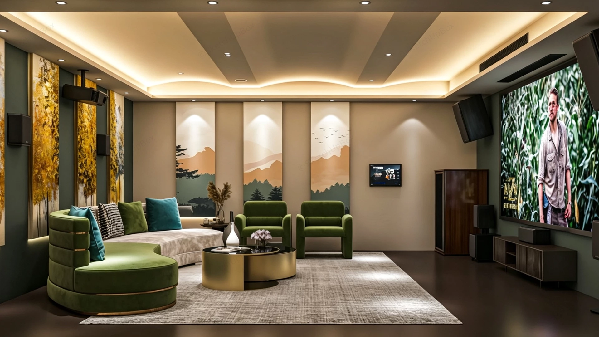 Luxury Home Cinema Design sketchup model preview - SketchupBox