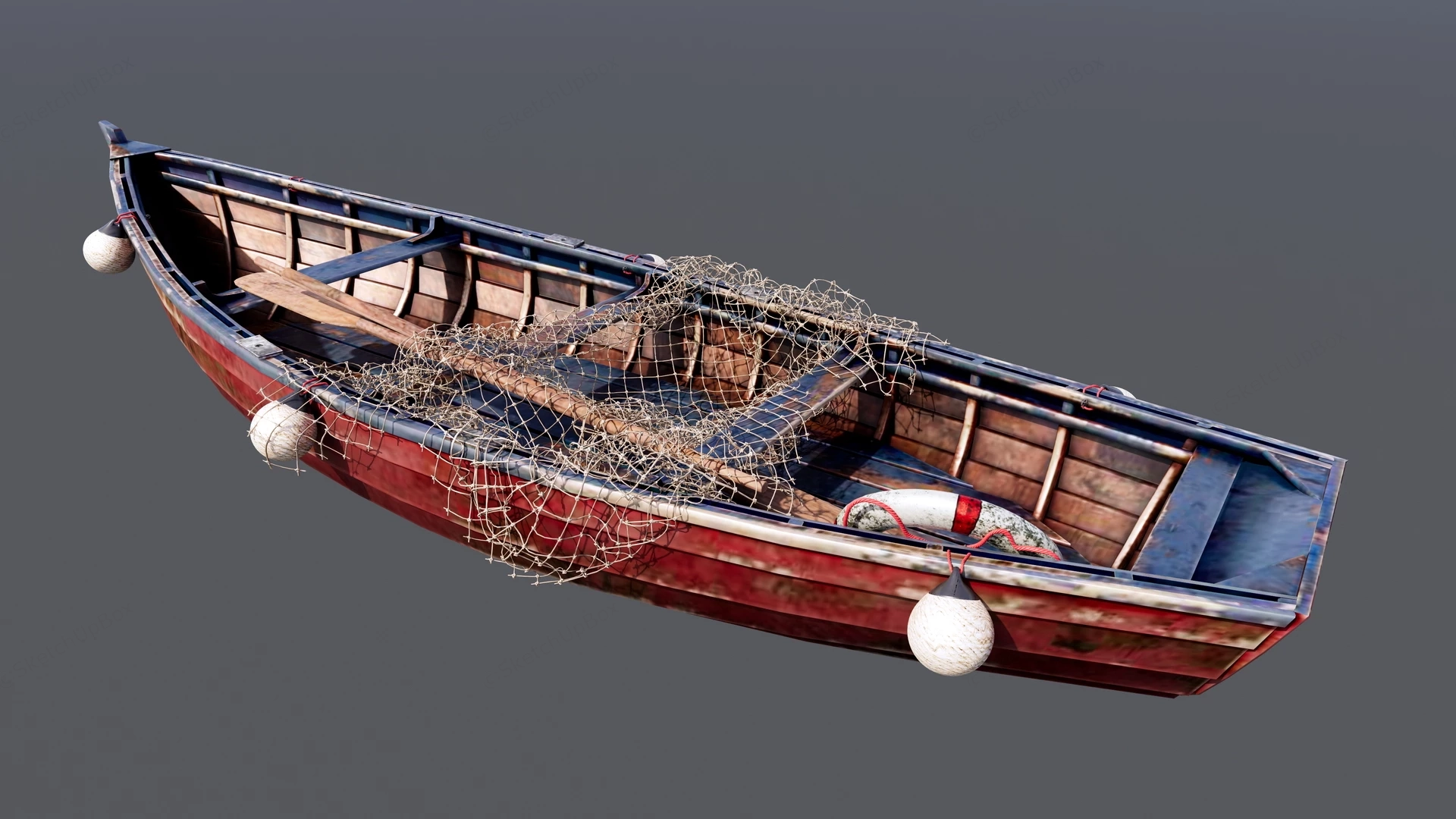Old Wooden Fishing Boat sketchup model preview - SketchupBox