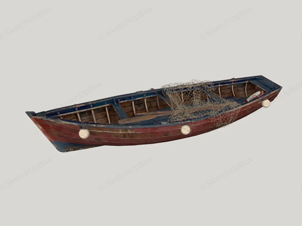 Old Wooden Fishing Boat sketchup model preview - SketchupBox