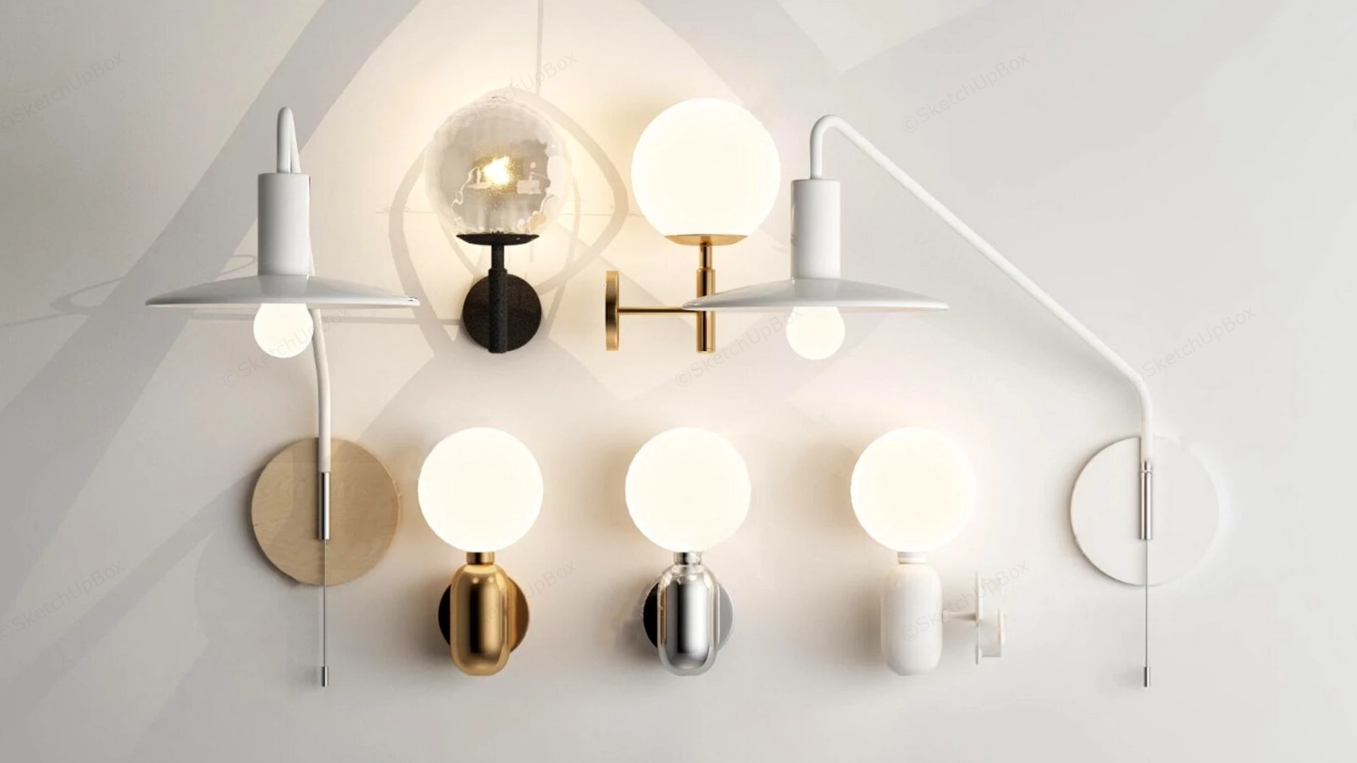 Elegant Modern Metal Sconces sketchup model preview - SketchupBox