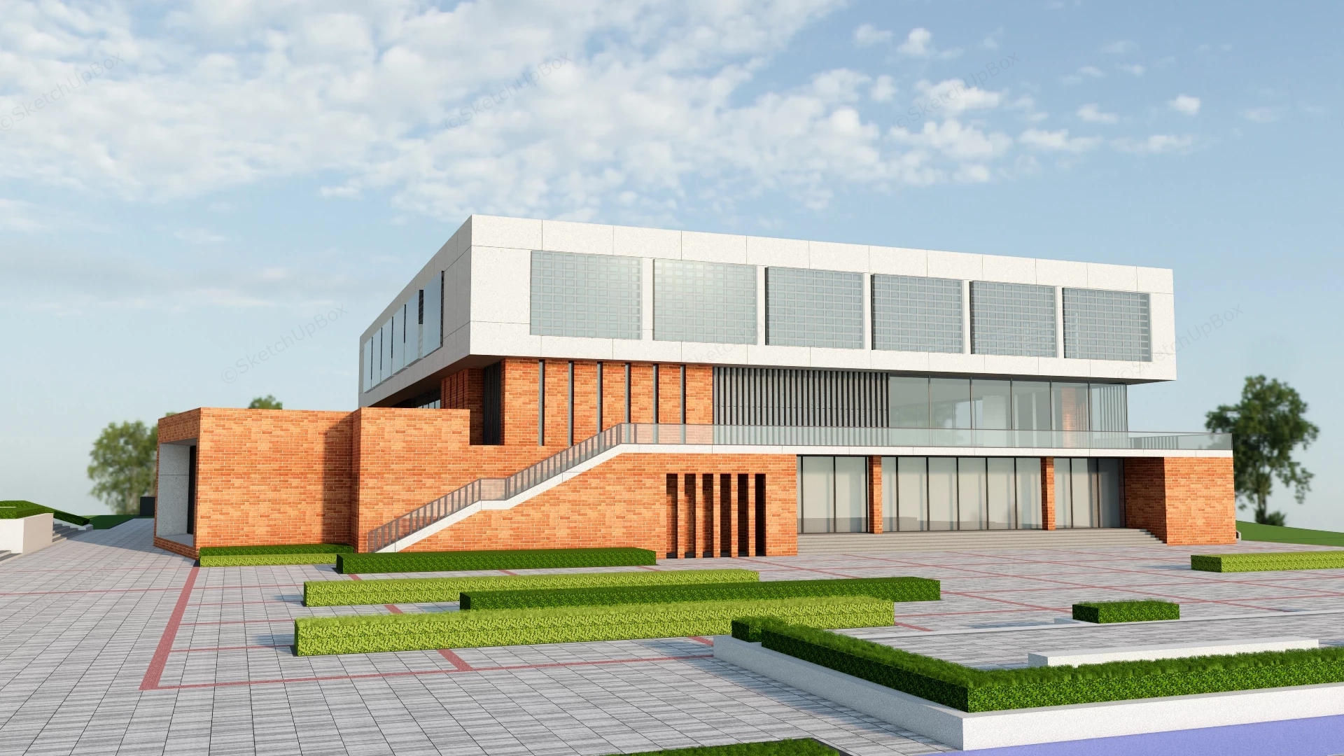 University Cafeteria Design Architecture sketchup model preview - SketchupBox