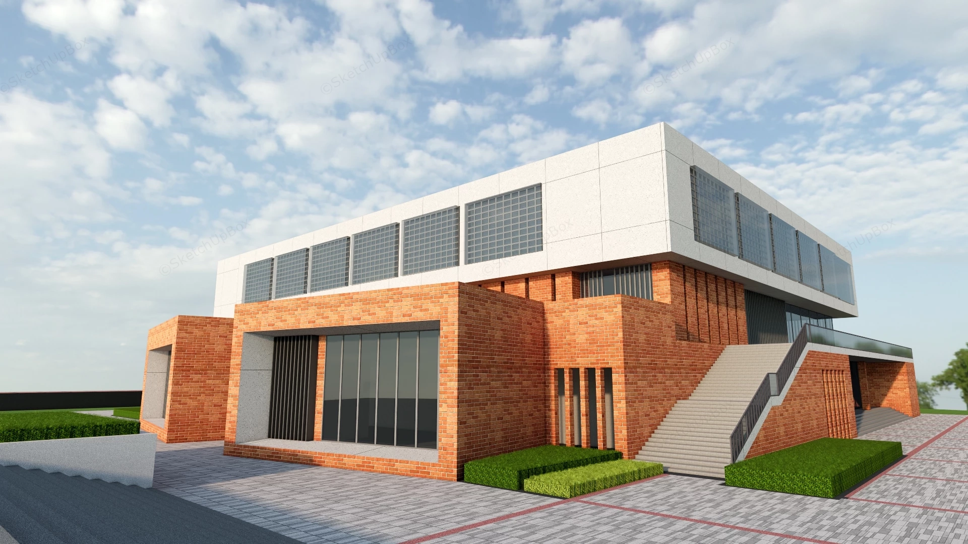 University Cafeteria Design Architecture sketchup model preview - SketchupBox