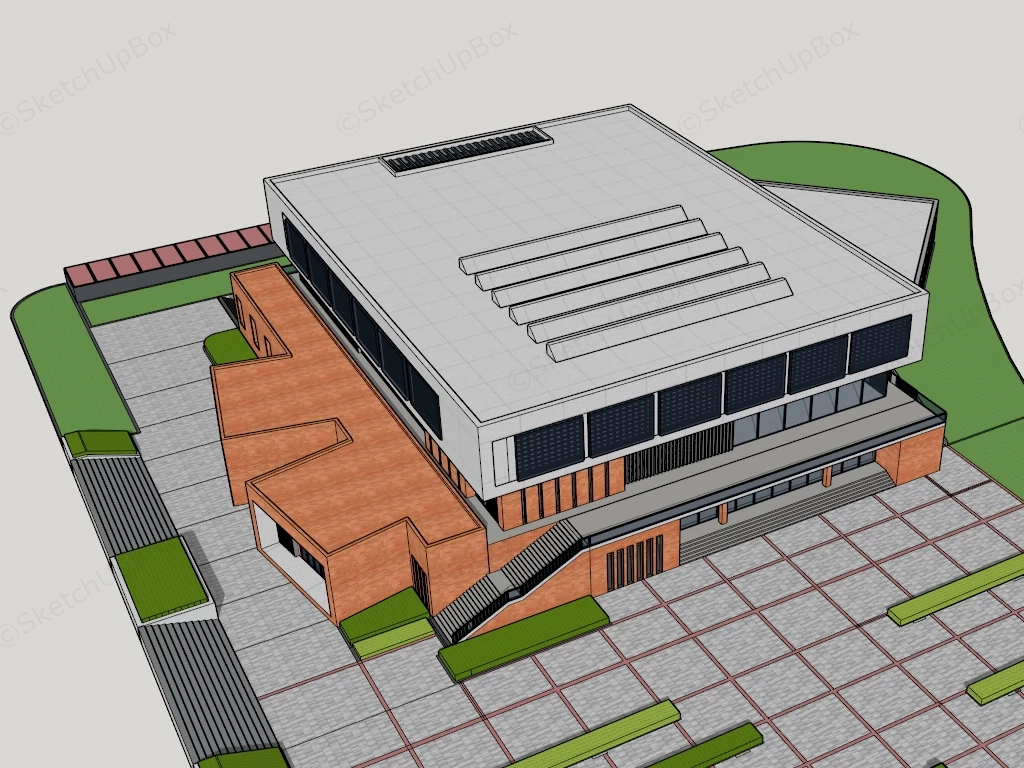 University Cafeteria Design Architecture sketchup model preview - SketchupBox