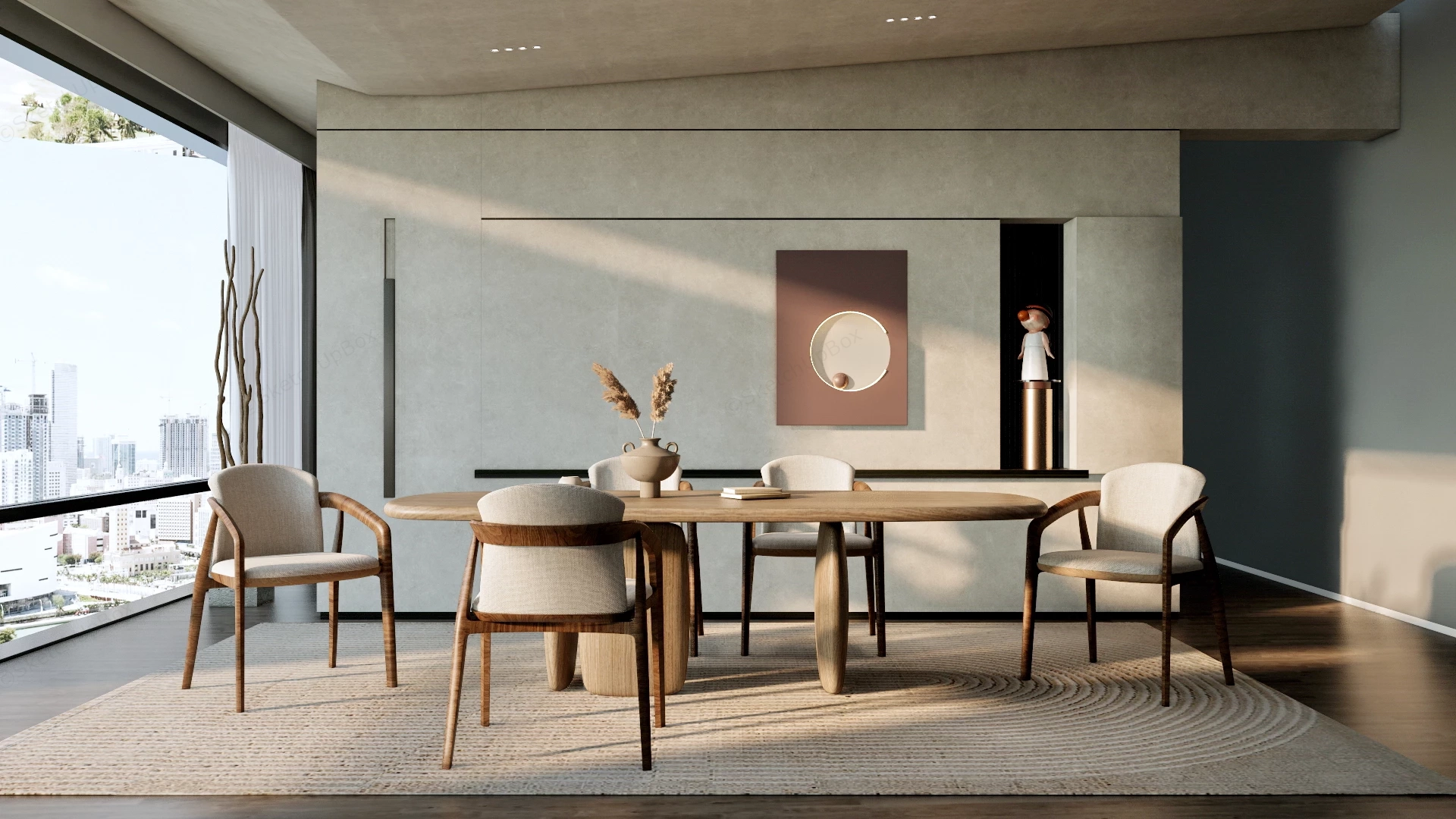 Modern Wabi Sabi Dining Room sketchup model preview - SketchupBox