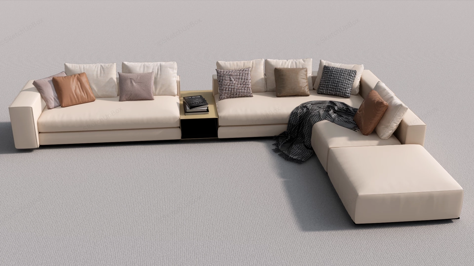 Modern Beige Sectional Sofa sketchup model preview - SketchupBox