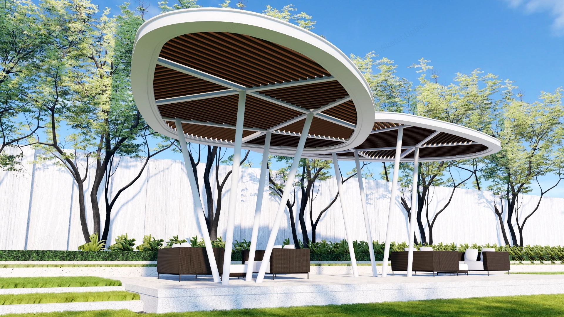 Outdoor Living Pergola sketchup model preview - SketchupBox