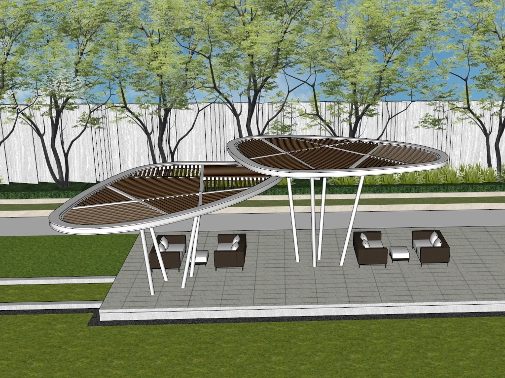 Outdoor Living Pergola sketchup model preview - SketchupBox