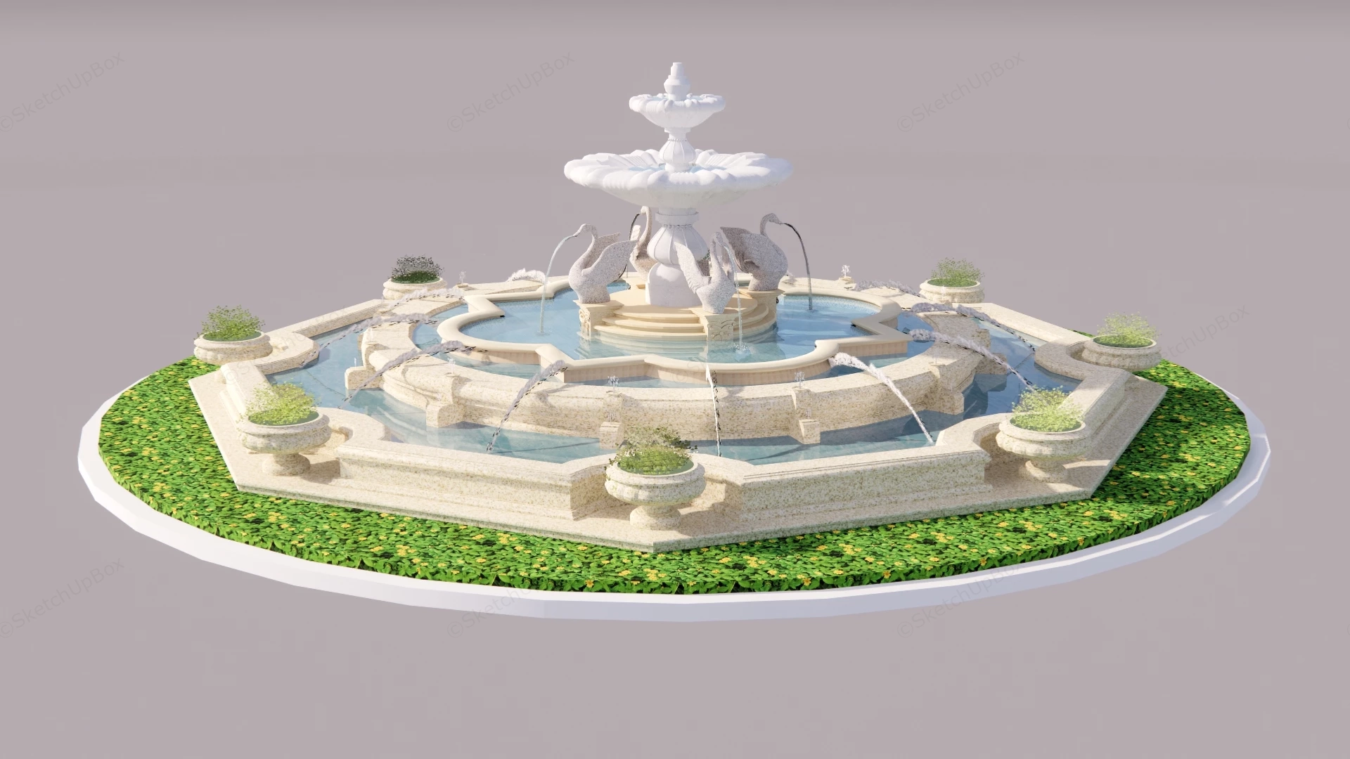 Grand Water Fountain sketchup model preview - SketchupBox
