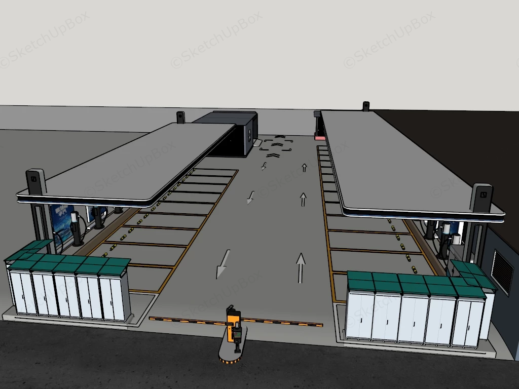 EV Charging Station Design sketchup model preview - SketchupBox