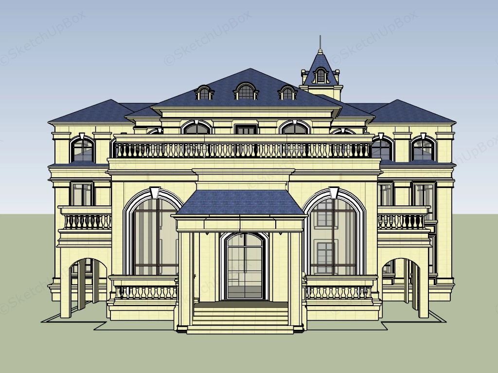 Spanish Style Mansion sketchup model preview - SketchupBox