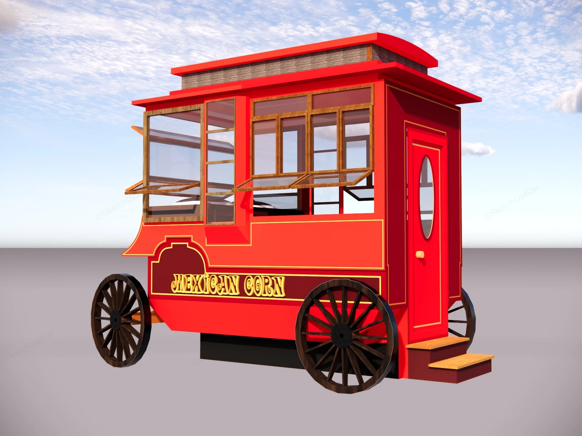 Vintage Food Vending Cart sketchup model preview - SketchupBox