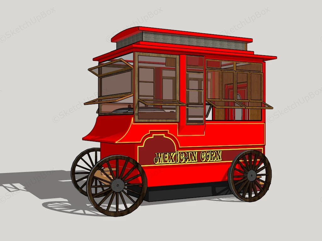 Vintage Food Vending Cart sketchup model preview - SketchupBox