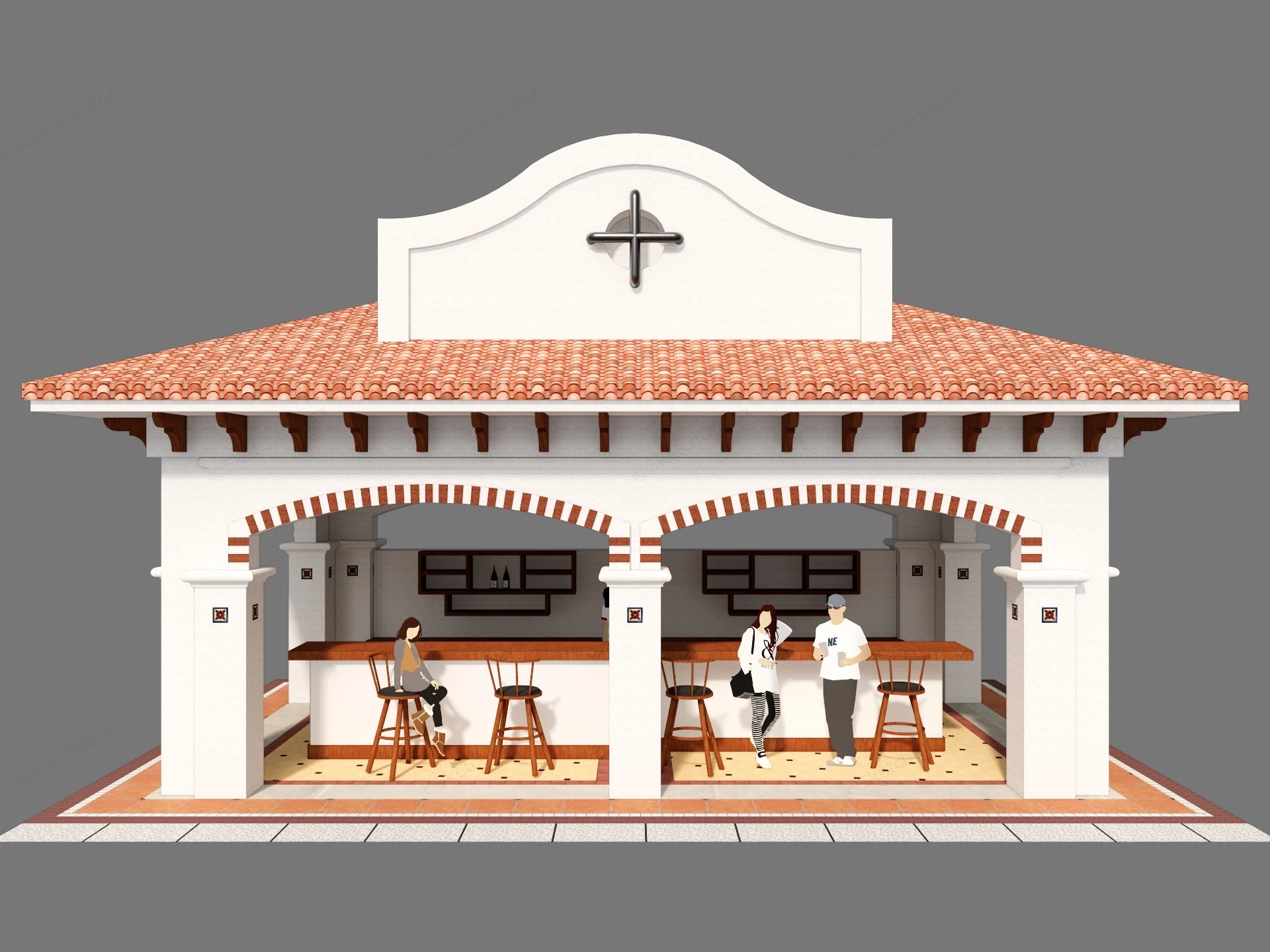 Outdoor Coffee Kiosk Design sketchup model preview - SketchupBox