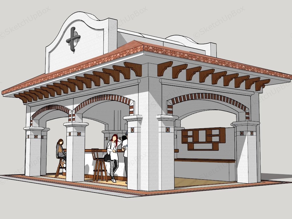 Outdoor Coffee Kiosk Design sketchup model preview - SketchupBox