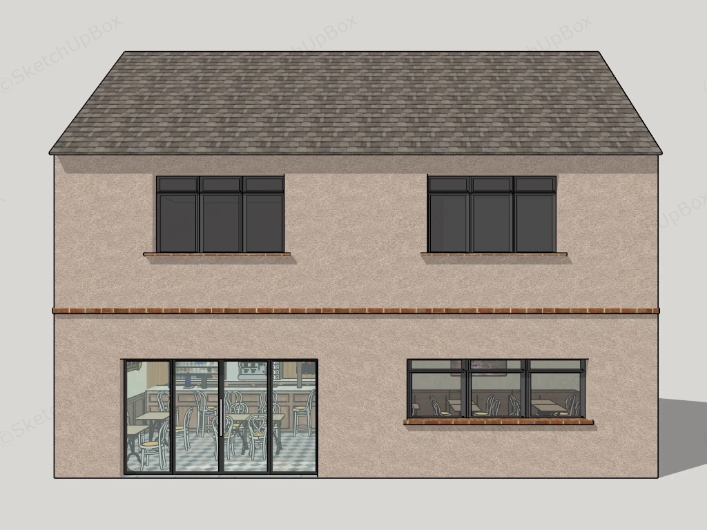 Rustic Bar And Restaurant Interior Design sketchup model preview - SketchupBox