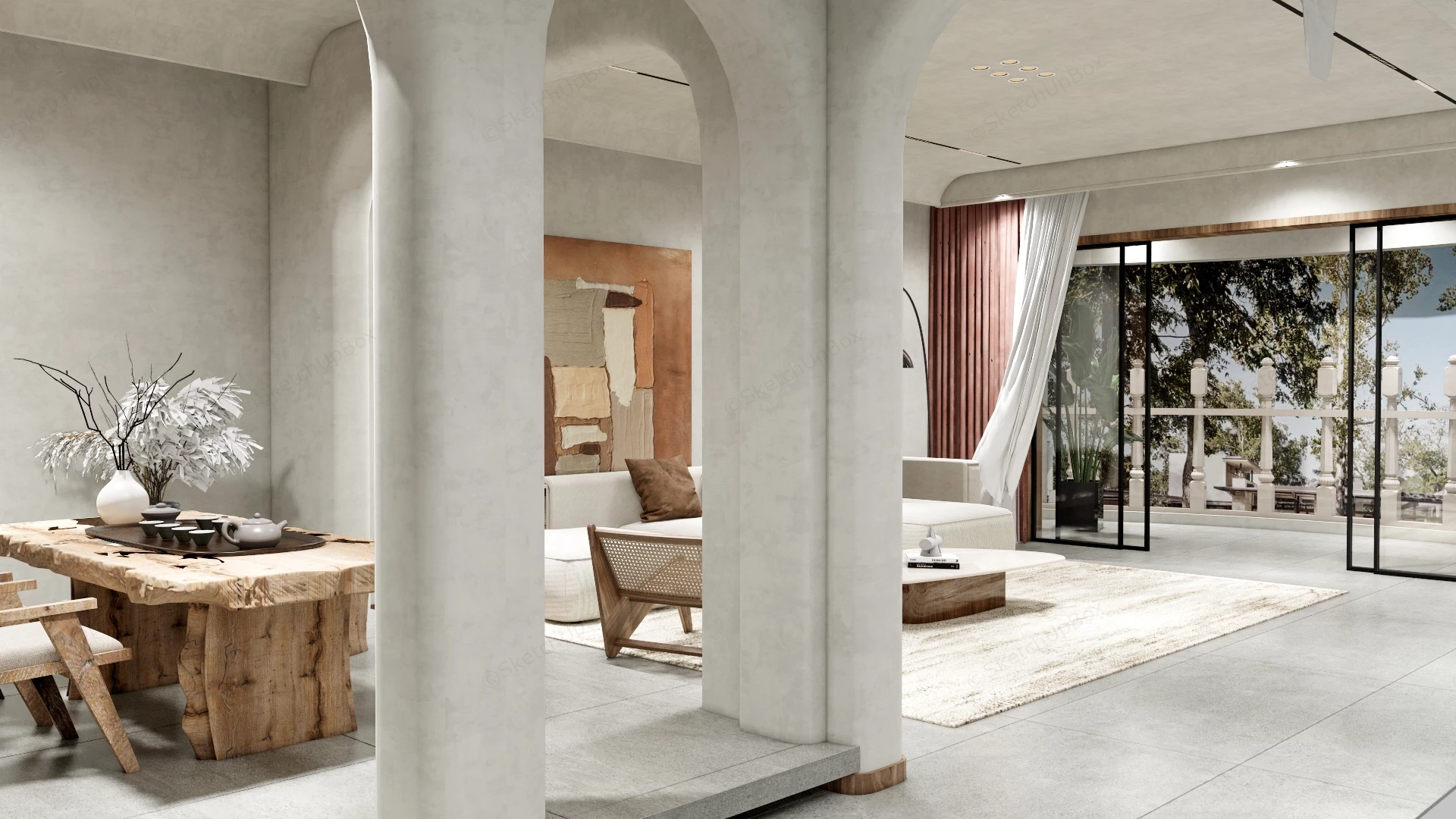 Wabi Sabi Style Living Room sketchup model preview - SketchupBox