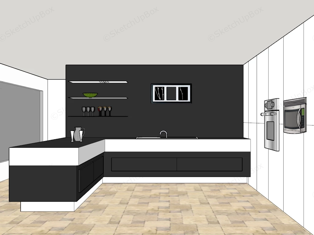 Black And White Kitchen sketchup model preview - SketchupBox