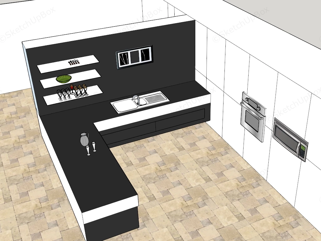 Black And White Kitchen sketchup model preview - SketchupBox