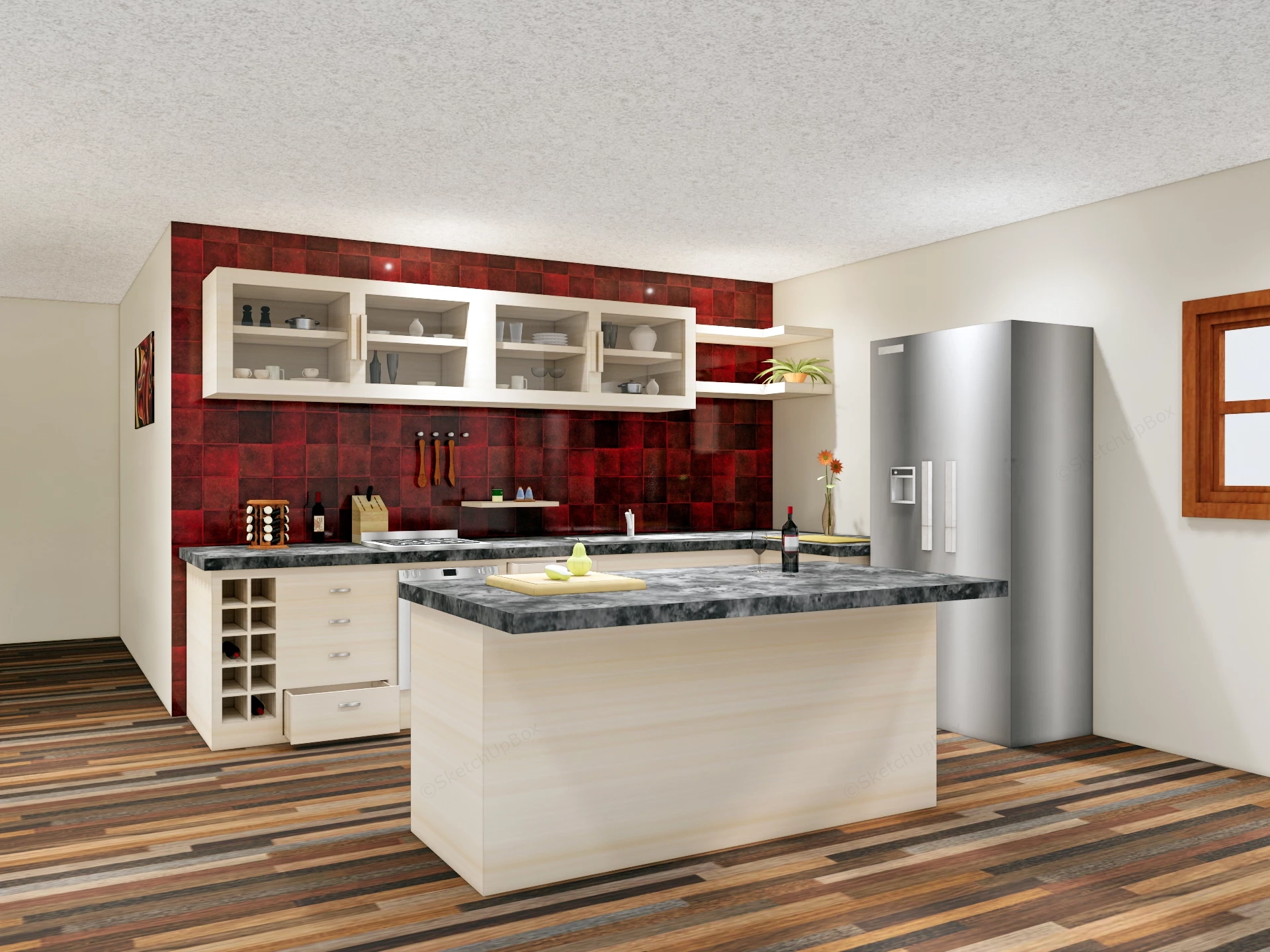 Kitchen Layout With Island sketchup model preview - SketchupBox