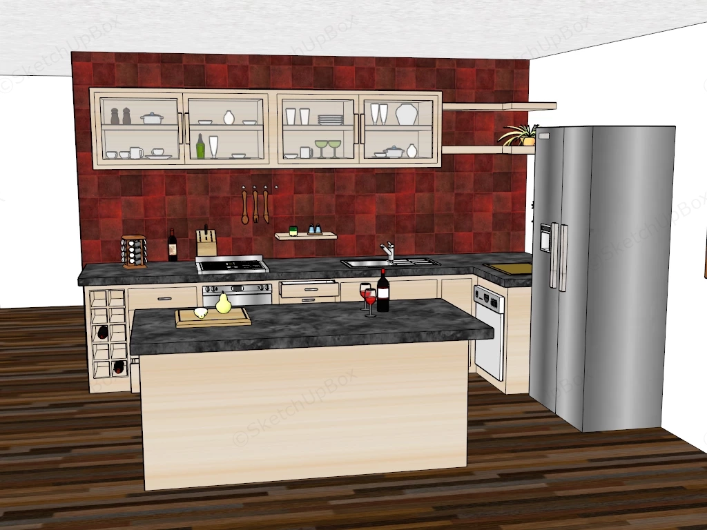 Kitchen Layout With Island sketchup model preview - SketchupBox
