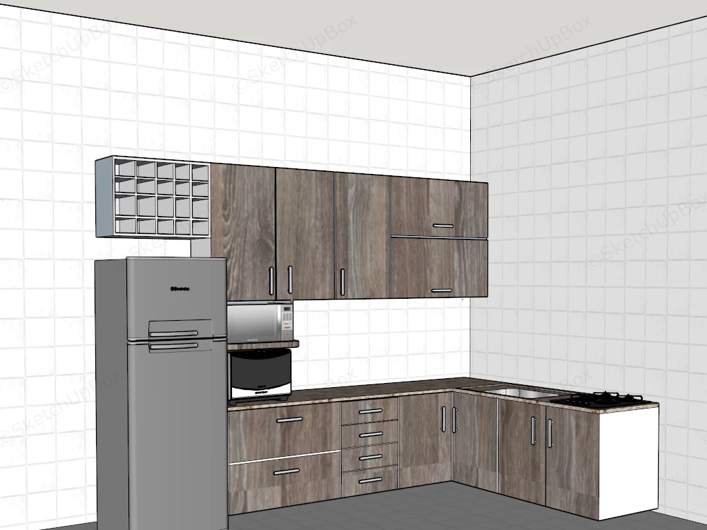 Small Corner Kitchen Layout sketchup model preview - SketchupBox