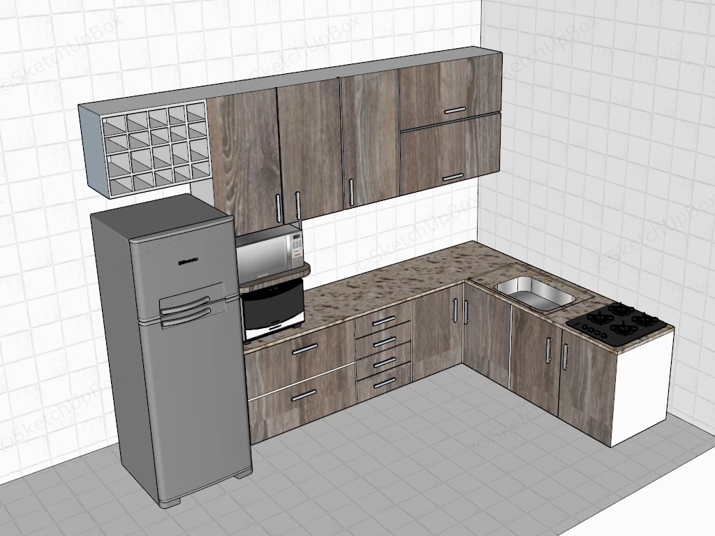 Small Corner Kitchen Layout sketchup model preview - SketchupBox