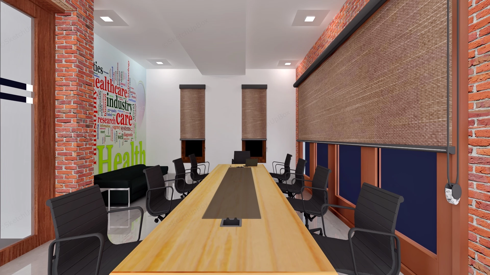 Conference Room With Brick Wall sketchup model preview - SketchupBox