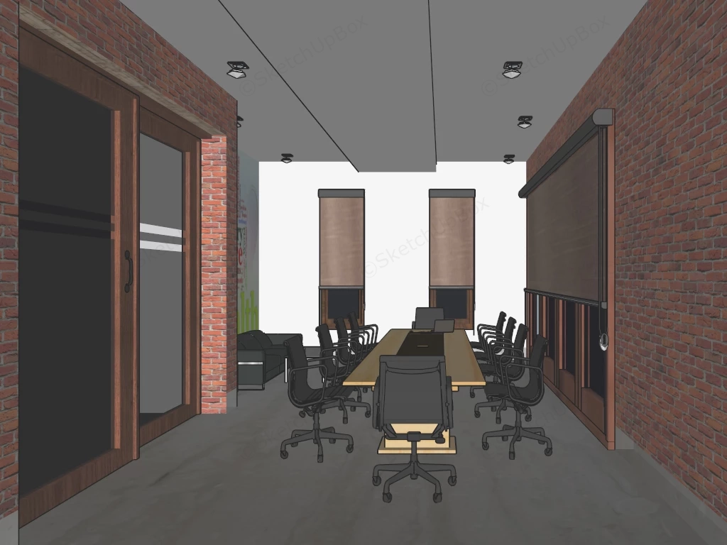 Conference Room With Brick Wall sketchup model preview - SketchupBox