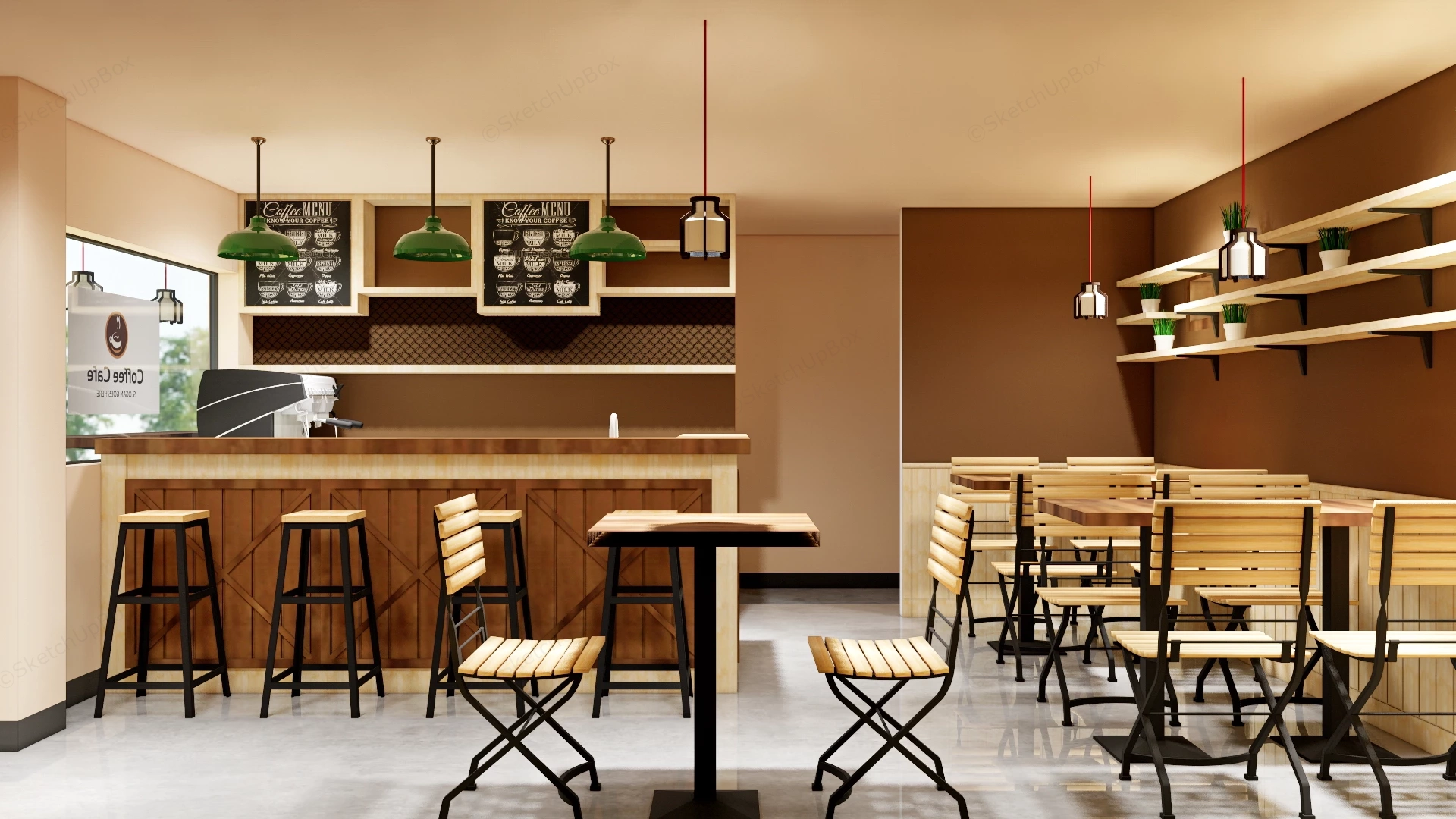 Small Industrial Coffee Shop sketchup model preview - SketchupBox
