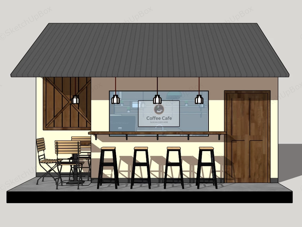 Small Industrial Coffee Shop sketchup model preview - SketchupBox