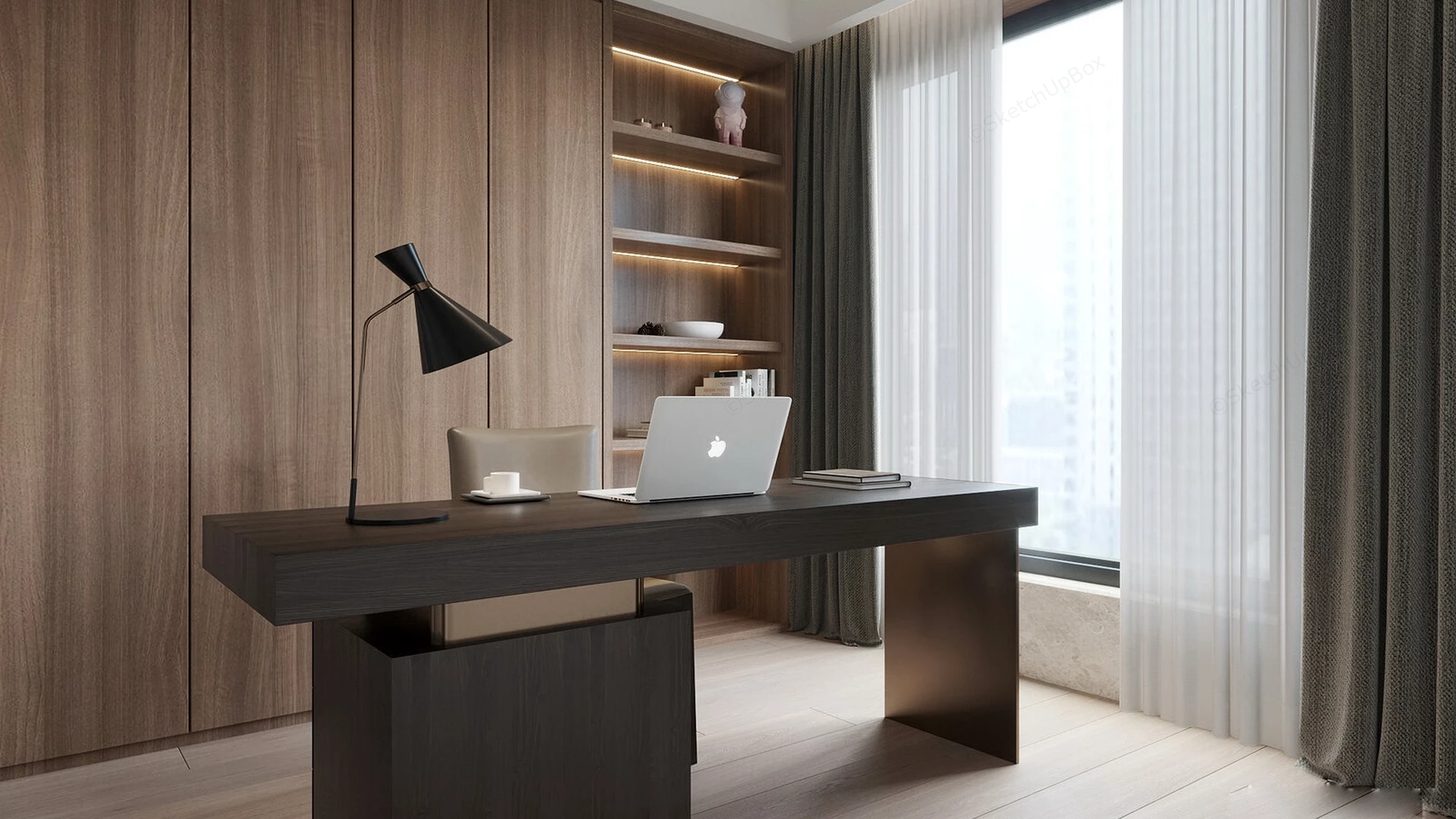 Minimalist Home Office Design sketchup model preview - SketchupBox