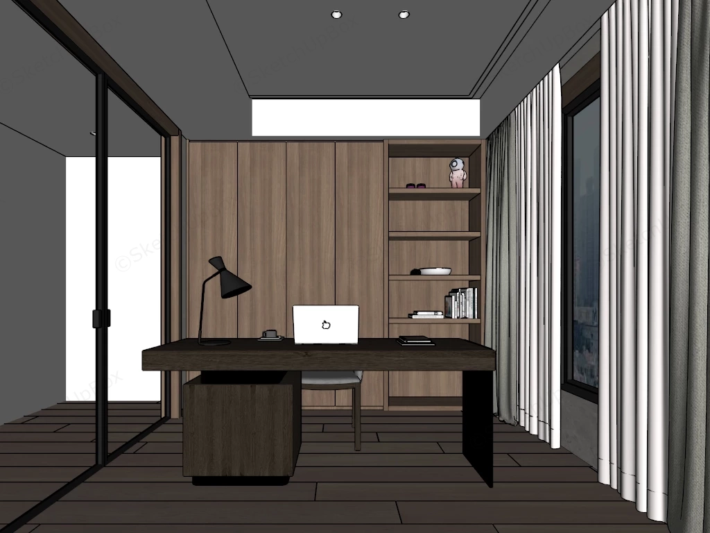 Minimalist Home Office Design sketchup model preview - SketchupBox