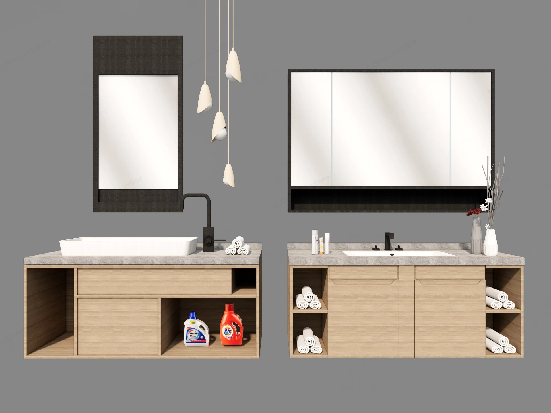 Modern Floating Bathroom Vanity Ideas sketchup model preview - SketchupBox