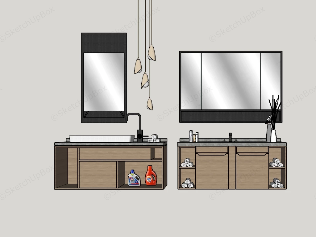Modern Floating Bathroom Vanity Ideas sketchup model preview - SketchupBox