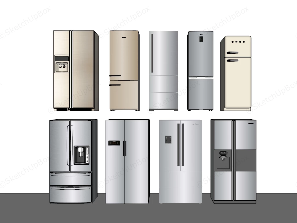 Home Refrigerator Collection sketchup model preview - SketchupBox