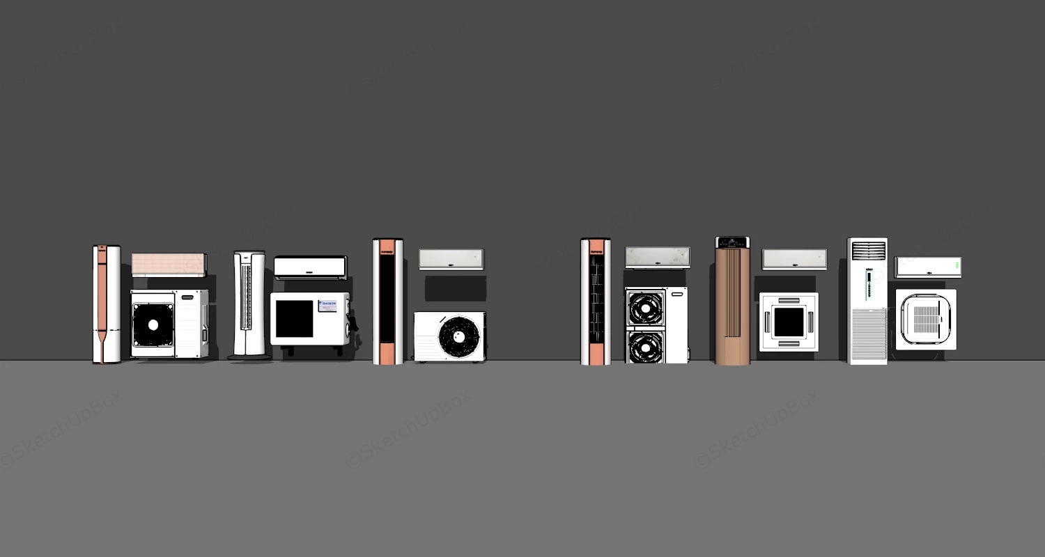 Split Unit Air Conditioner sketchup model preview - SketchupBox